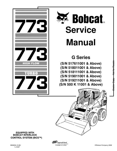 bobcat 773 skid steer loader service manual|bobcat 773 specifications.